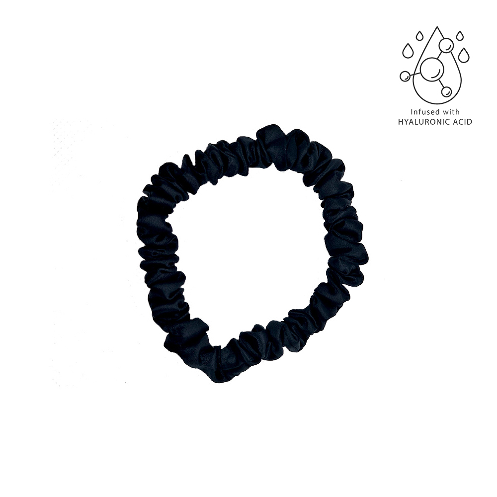 Silkvei Silk Scrunchie + Hyaluronic Acid – Black - S