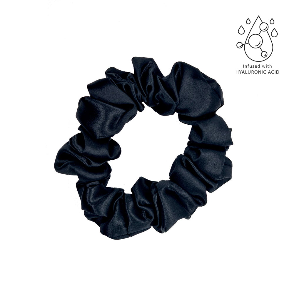 Silkvei Silk Scrunchie + Hyaluronic Acid – Black - M