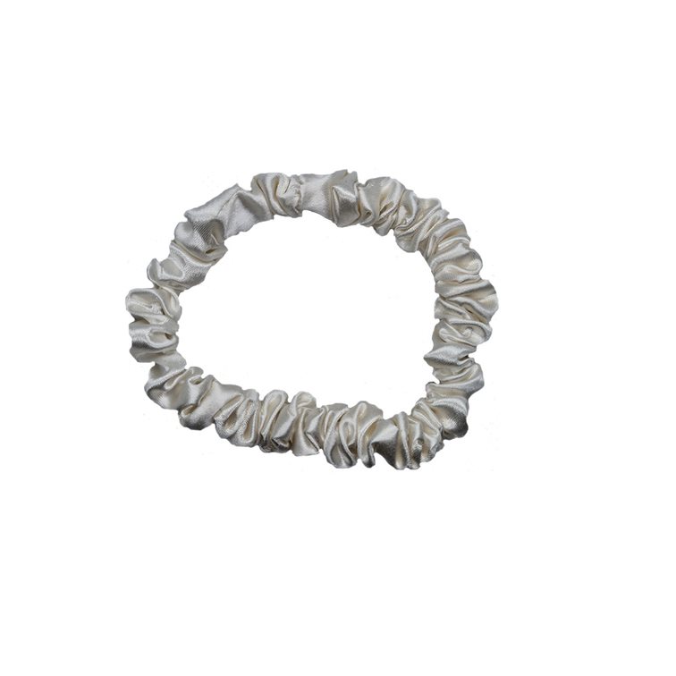Silkvei Lux Silk Scrunchie – White - S