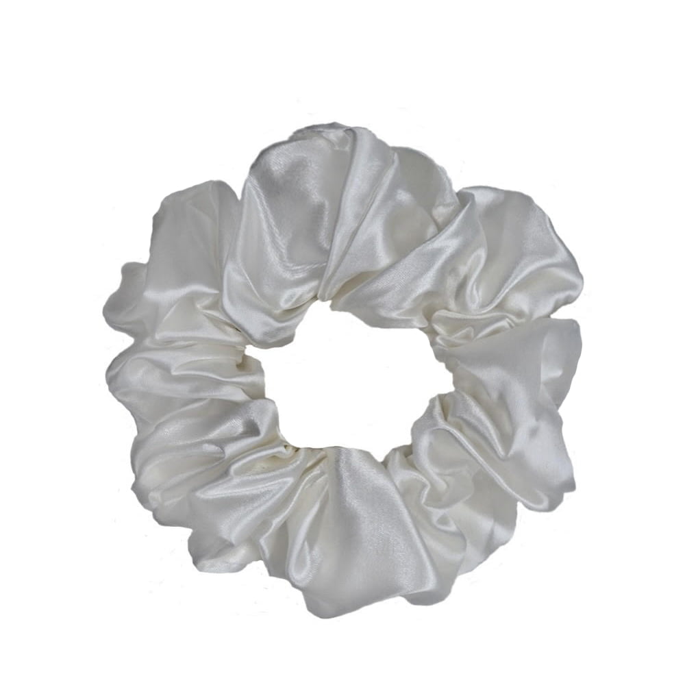 Silkvei Lux Silk Scrunchie – White - L