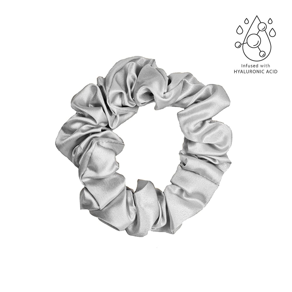 Silk Scrunchie + Hyaluronic Acid – Silver - M - Silkvei 
