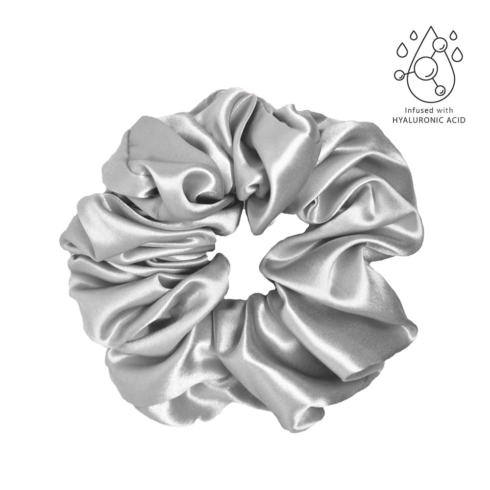 Silk Scrunchie + Hyaluronic Acid – Silver - L - Silkvei 